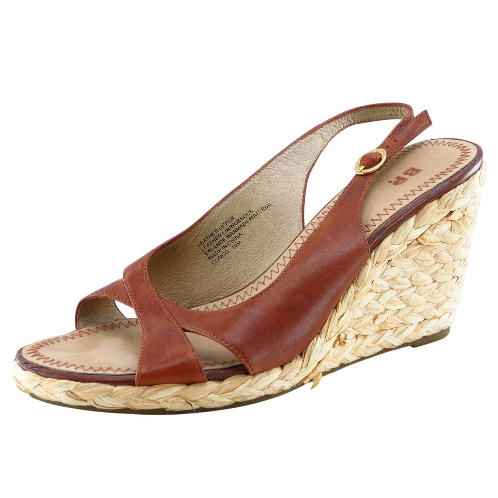 BP Women Sz 10 M Brown Wedge Leather Shoes Congo